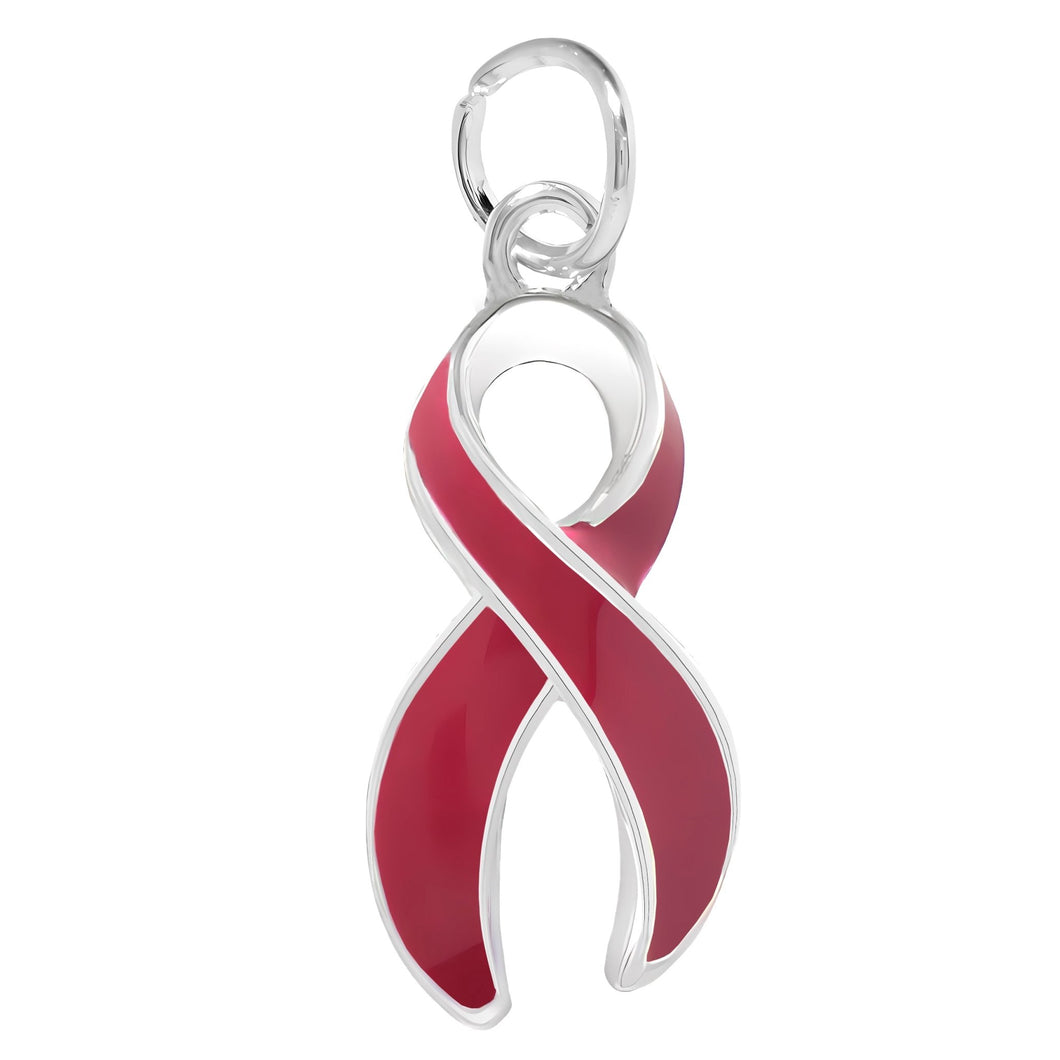 Large Burgundy Ribbon Charms - The Awareness Company