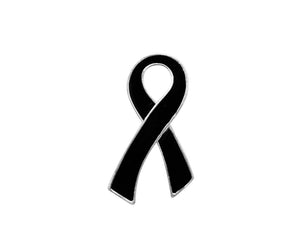 Large Flat Black Ribbon Lapel Pins - The Awareness Company