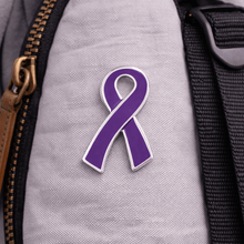 Load image into Gallery viewer, Large Flat Purple Ribbon Pins - The Awareness Company