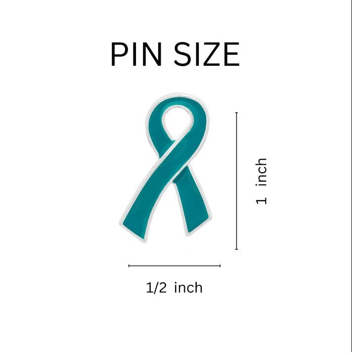 Bulk Teal Ribbon Awareness Pins for Ovarian Cancer, PTSD, Sexual ...