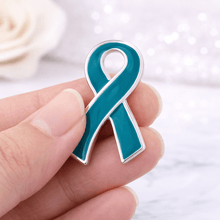 Load image into Gallery viewer, Large Flat Teal Ribbon Pins - The Awareness Company
