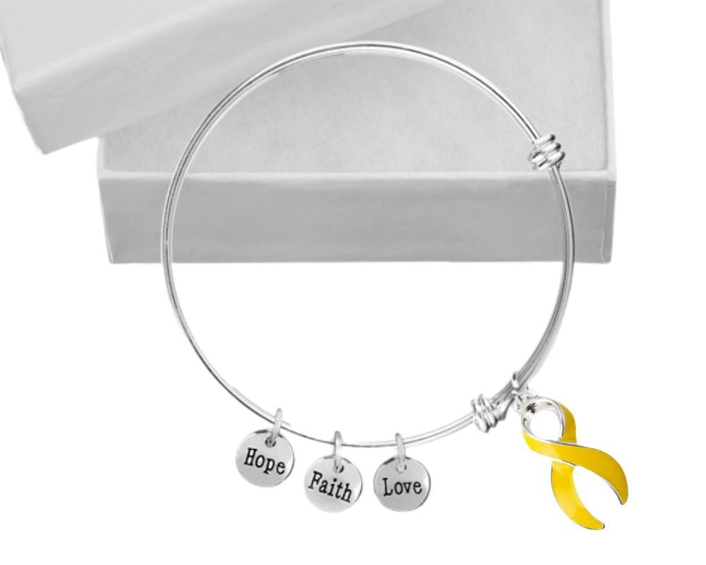 Large Gold Ribbon Awareness Retractable Bracelet - The Awareness Company