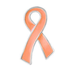 Large Peach Ribbon Awareness Pins - The Awareness Company