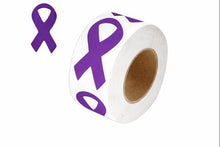 Load image into Gallery viewer, Large Purple Ribbon Stickers (250 per Roll) - The Awareness Company