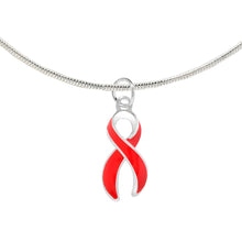 Load image into Gallery viewer, Large Red Ribbon Awareness Necklace - The Awareness Company