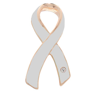 Large White Ribbon Awareness Pins - The Awareness Company