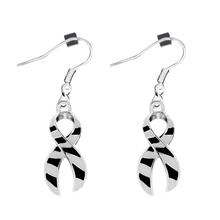 Load image into Gallery viewer, Large Zebra Print Ribbon Earrings - The Awareness Company