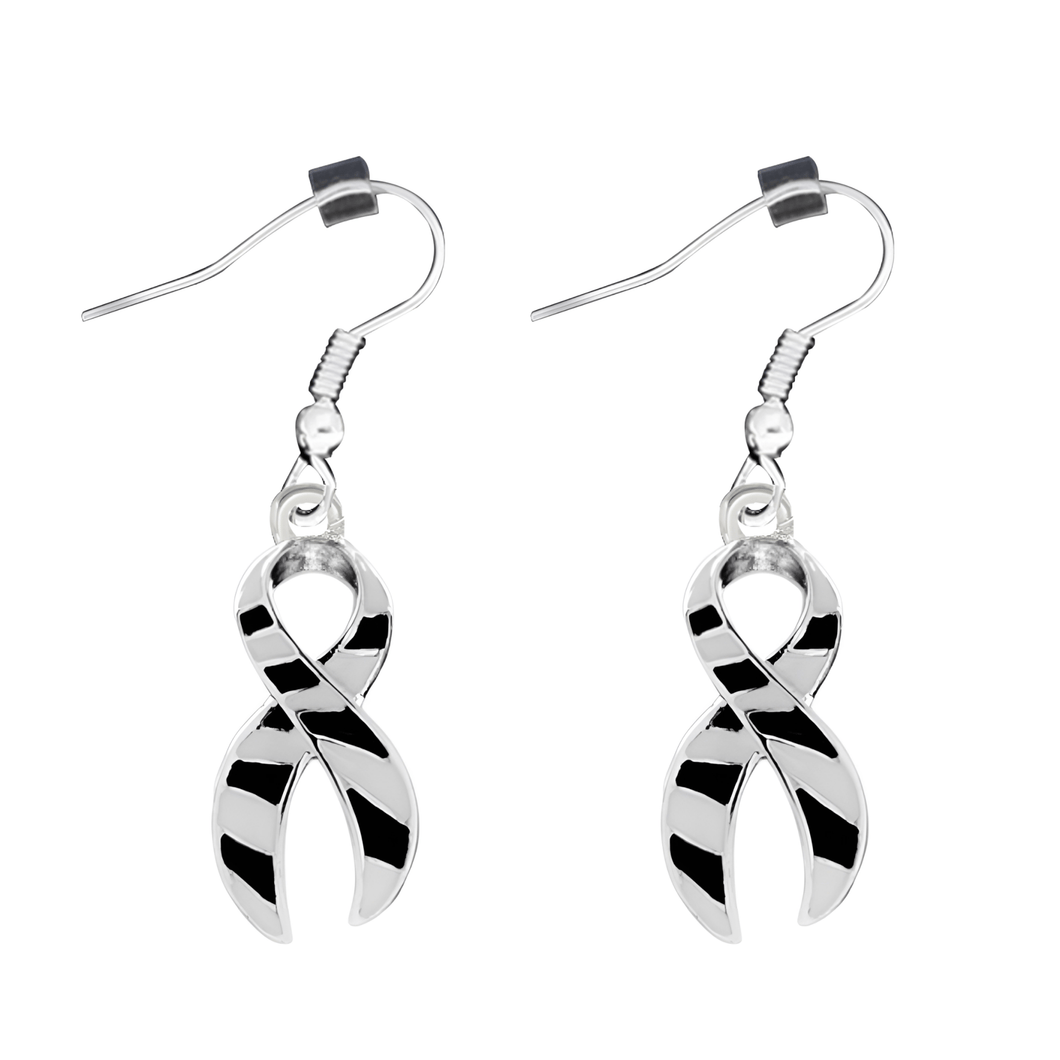Large Zebra Print Ribbon Earrings - The Awareness Company