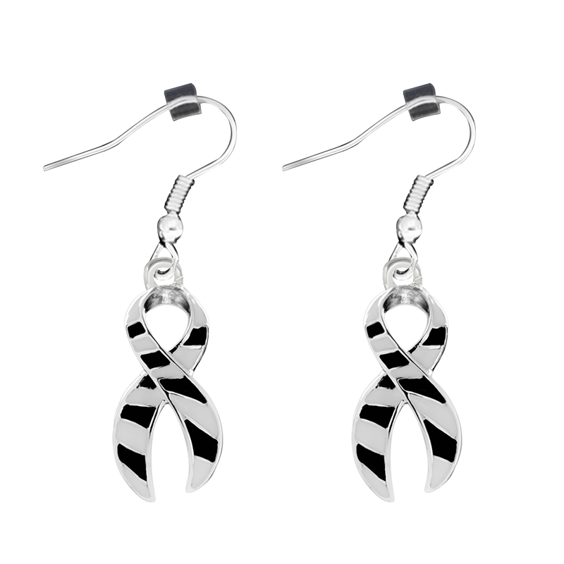 Large Zebra Print Ribbon Earrings - The Awareness Company