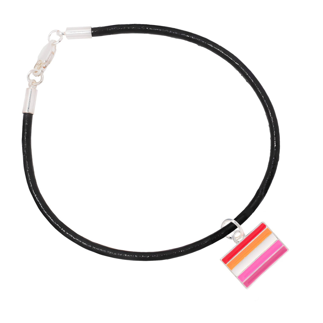 Lesbian Sunset Flag Black Cord Bracelets - The Awareness Company