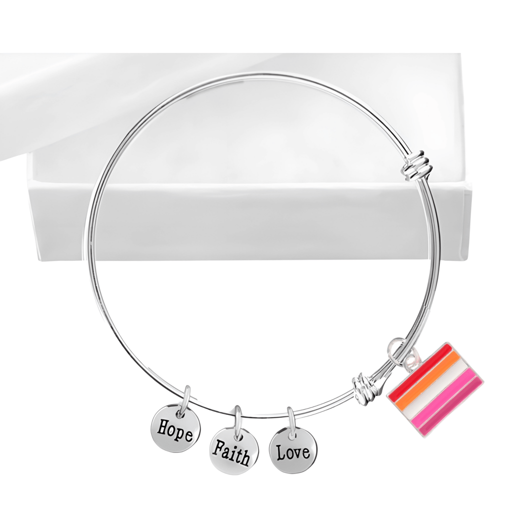Lesbian Sunset Flag Charm Retractable Bracelets - The Awareness Company