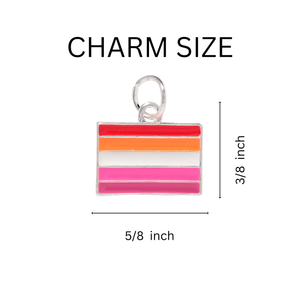 Lesbian Sunset Flag Silver Beaded Bracelets - The Awareness Company