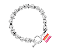 Load image into Gallery viewer, Lesbian Sunset Flag Silver Beaded Bracelets - The Awareness Company
