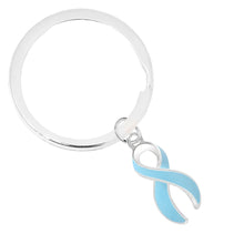 Load image into Gallery viewer, Light Blue Ribbon Split Style Key Chains - The Awareness Company