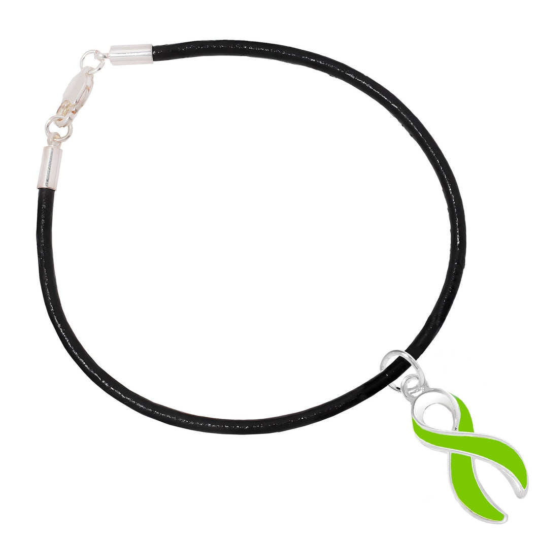 Lime Green Ribbon Leather Cord Bracelets - The Awareness Company