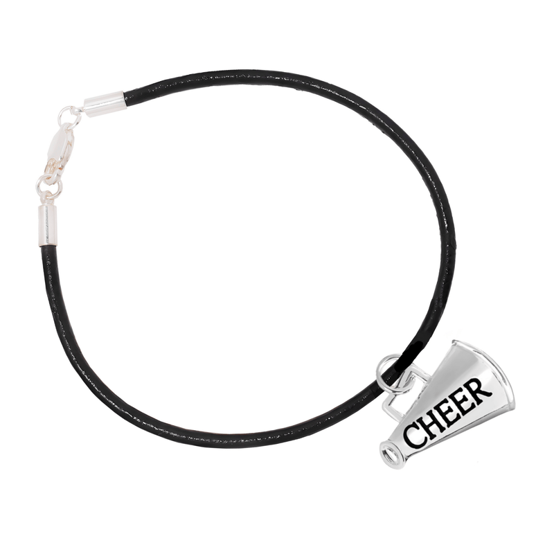 Megaphone Cheerleading Black Cord Bracelets - The Awareness Company