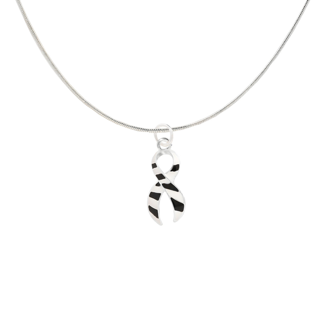 Bulk Zebra Print Ribbon Necklaces, EDS, hEDS, Rare Disease, Carcinoid Awareness