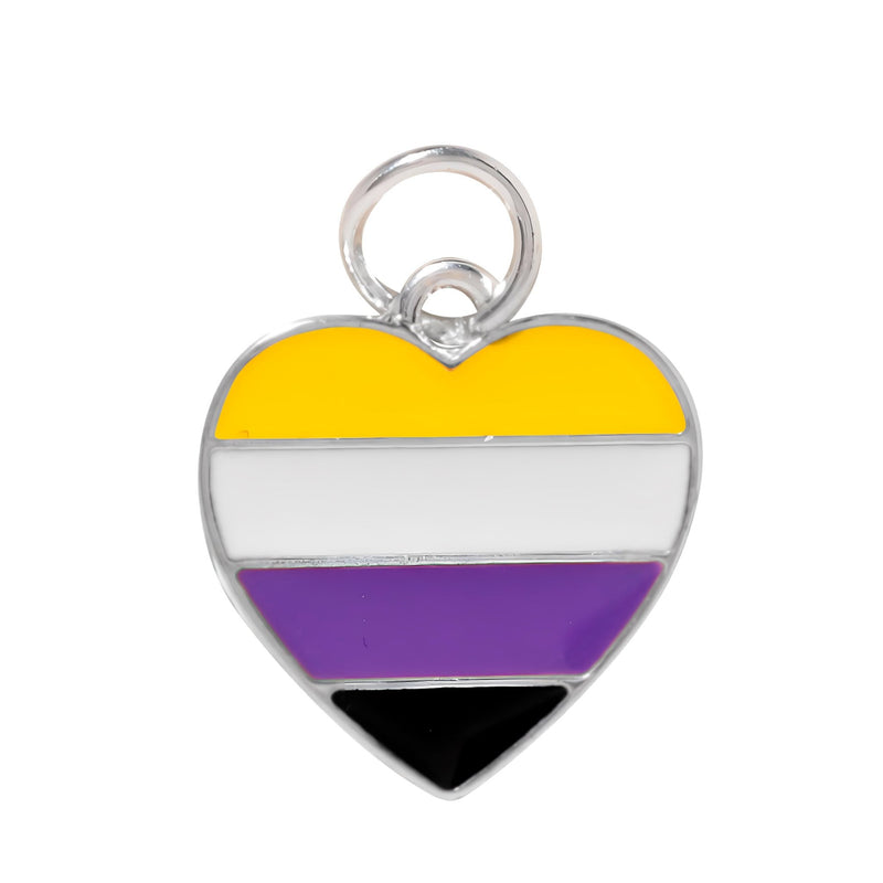 Non - Binary Flag Heart Charms - The Awareness Company