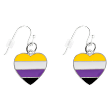 Load image into Gallery viewer, Non - Binary Flag Heart Earrings - The Awareness Company