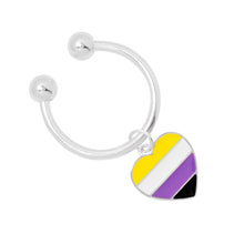 Load image into Gallery viewer, Non - Binary Flag Heart Horseshoe Key Chains - The Awareness Company