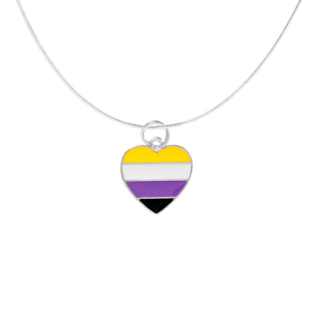 Non - Binary Flag Heart Necklaces - The Awareness Company