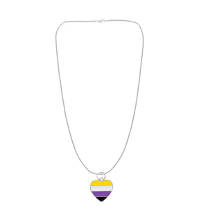 Non - Binary Flag Heart Necklaces - The Awareness Company