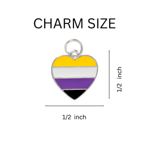 Non - Binary Flag Heart Retractable Charm Bracelets - The Awareness Company