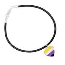 Load image into Gallery viewer, Non Binary Heart Flag Black Cord Bracelets - The Awareness Company