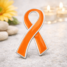 Load image into Gallery viewer, Orange Awareness Ribbon Pins - The Awareness Company