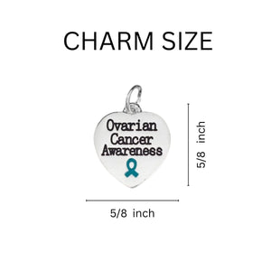 Teal Ribbon Ovarian Cancer Awareness Charm Black Cord Bracelets