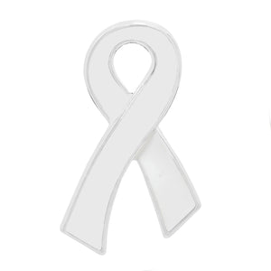 10 Pack Large Flat White Ribbon Pins