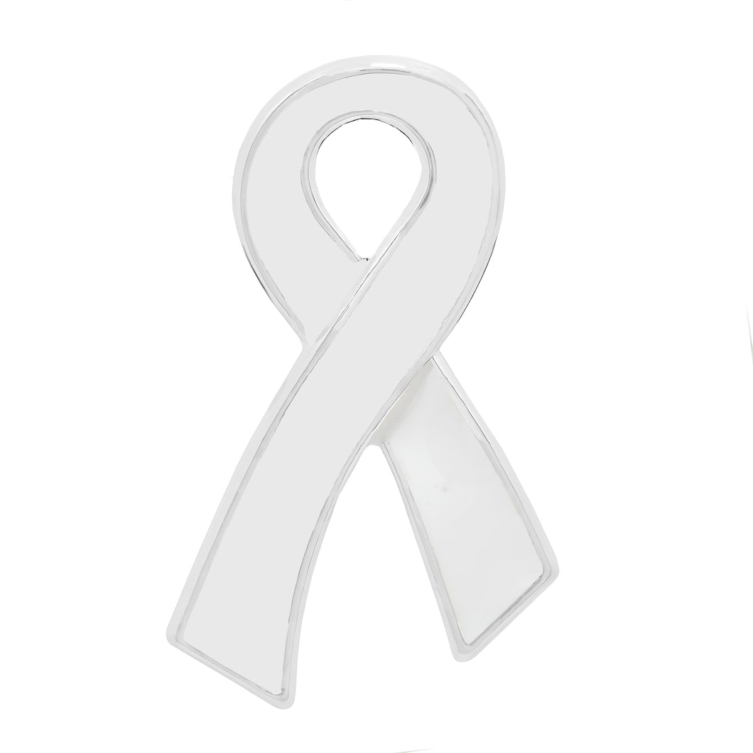 Large Flat White Ribbon Pins
