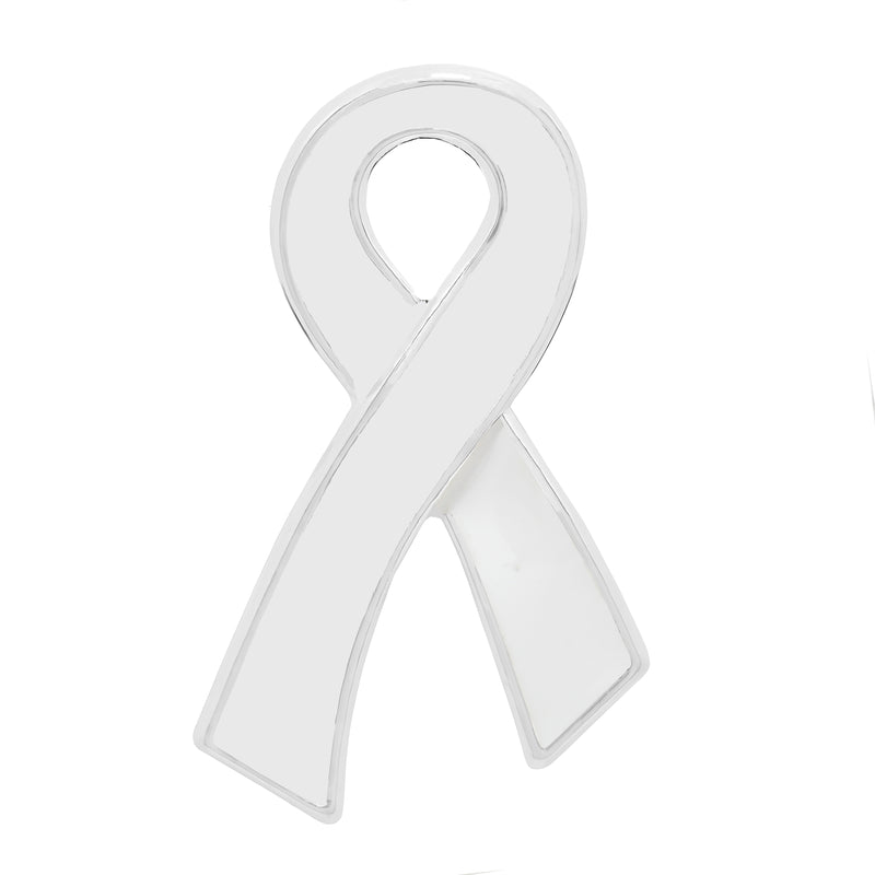 Large Flat White Ribbon Pins
