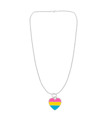 Load image into Gallery viewer, Pansexual Flag Heart Necklaces - The Awareness Company