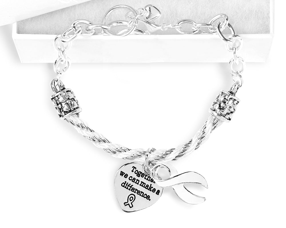 Partial Rope White Ribbon Bracelet - The Awareness Company