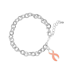 Load image into Gallery viewer, Bulk Peach Ribbon Uterine Cancer Charm Bracelets - The Awareness Company