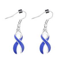 Load image into Gallery viewer, Periwinkle Ribbon Hanging Earrings - The Awareness Company