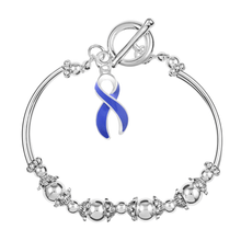 Load image into Gallery viewer, Periwinkle Ribbon Partial Beaded Charm Bracelets - The Awareness Company