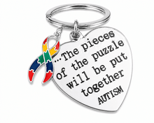 Load image into Gallery viewer, Pieces of the Puzzle Autism Ribbon Key Chains - The Awareness Company