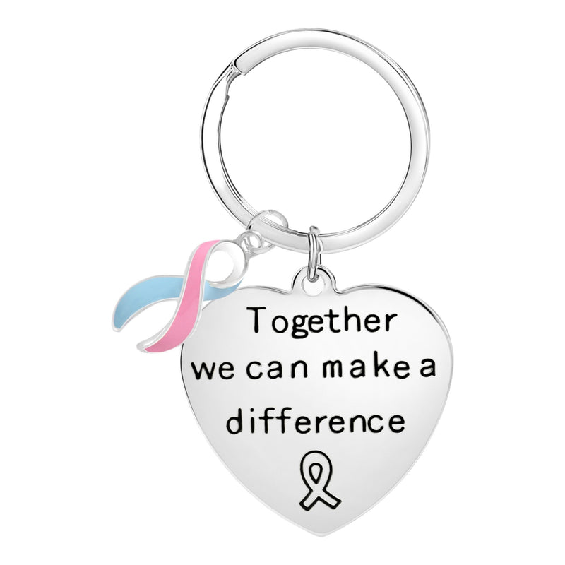 Pink & Blue Ribbon Big Heart Key Chains - The Awareness Company