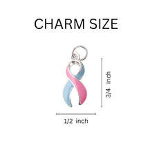Load image into Gallery viewer, Pink &amp; Blue Ribbon Big Heart Key Chains - The Awareness Company