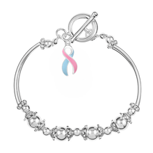 Load image into Gallery viewer, Pink &amp; Blue Ribbon Charm Partial Beaded Bracelets - The Awareness Company