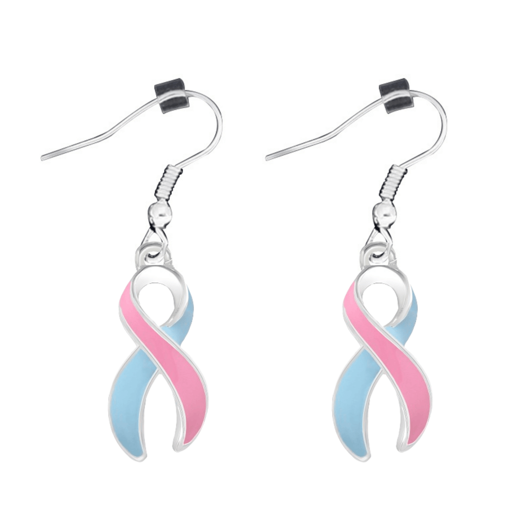 Pink & Blue Ribbon Hanging Earrings - The Awareness Company