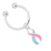 Load image into Gallery viewer, Pink &amp; Blue Ribbon Horseshoe Key Chains - The Awareness Company
