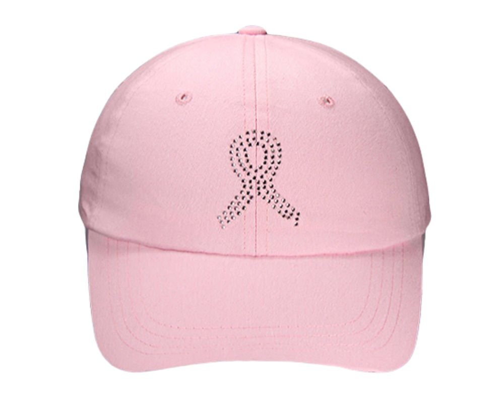 Pink Crystal Ribbon Baseball Hats - The Awareness Company