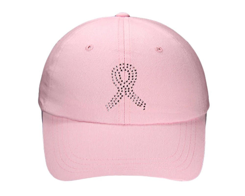 Pink Crystal Ribbon Baseball Hats - The Awareness Company