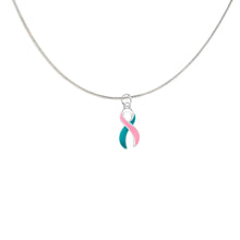Load image into Gallery viewer, Pink &amp; Teal Ribbon Necklaces - The Awareness Company