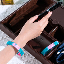 Load image into Gallery viewer, Pink &amp; Teal Ribbon Silicone Bracelets (Child Sized) - The Awareness Company