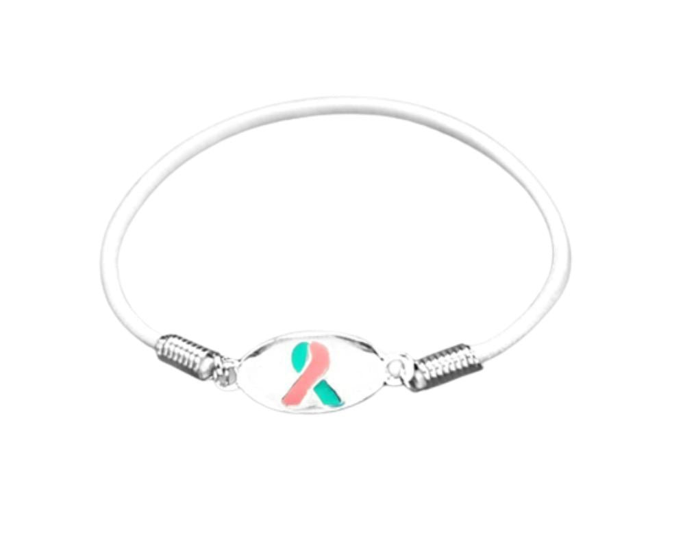 Pink & Teal Ribbon Stretch Bracelets - The Awareness Company