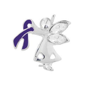 Purple Ribbon Angel By My Side Pins - The Awareness Company